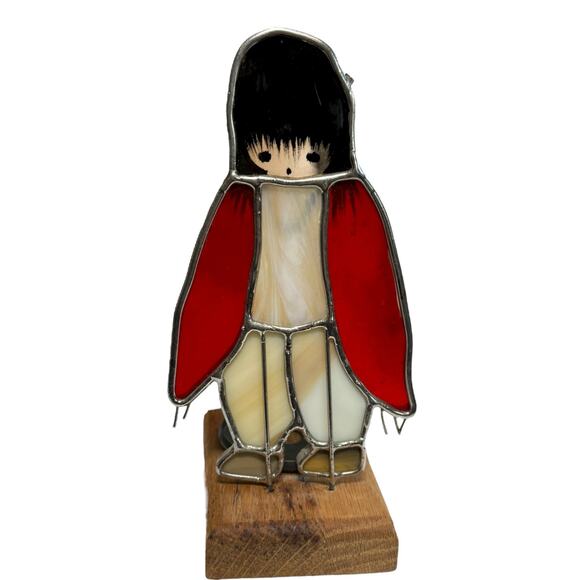 Vintage Ted De Grazia Native American Stained Glass Candle Holder Sun Catcher - Picture 3 of 8